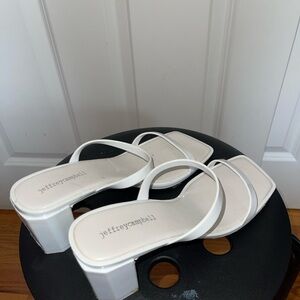 Jeffrey Campbell White Strappy Block Heel Sandals